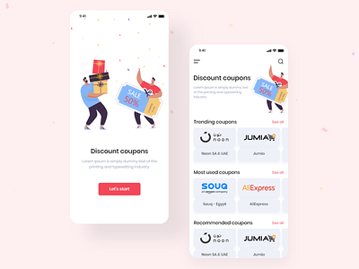 Coupons App app coupon design ui ux xd