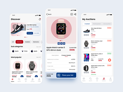 Bidding App app auctions bid bidding buy ecommerce sell shop sneakers watches