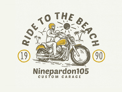 Ride to The Beach adventure appareldesign design illustration vintage badge vintage logo