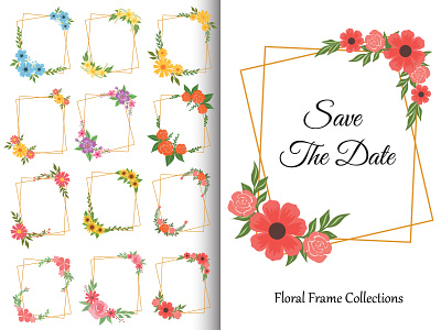 Floral Frame Collections branding floral floral frame flower graphic design vector wedding wedding frame design