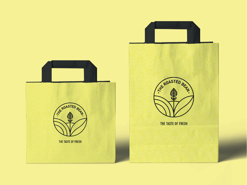 The Roasted Bean Bags challenge icon package packaging logos simple modern design identity brand branding abstract mark type logo product minimalistic vibrant