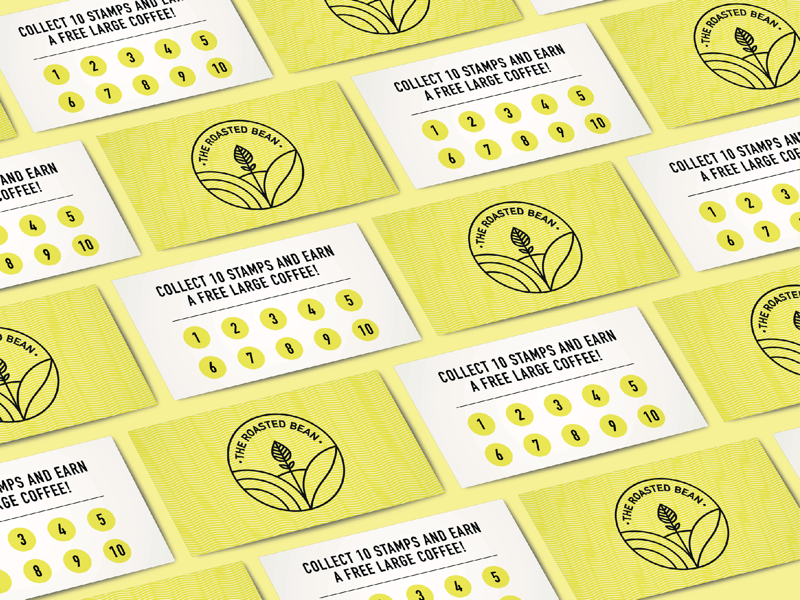 The Roasted Bean Loyalty Cards illustrator print challenge graphic design marketing brand identity brand branding identity logos mark vector minimalistic colourful abstract stamp packaging logo design