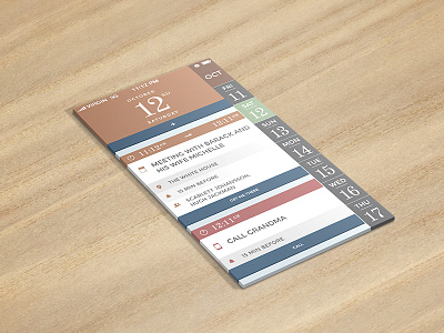 The First Calendar App app calendar event flat interface ios7 iphone mockup sidebar ui ux