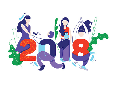 2018 resolutions 2018 ceramics digital illustration love resolutions vector yoga