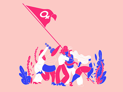 Dribbble Women animation blue design digital flag illustration pink vector woman women
