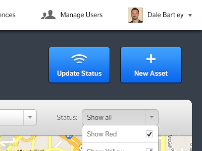 Status UI buttons dropdown gradient icons map tom ui