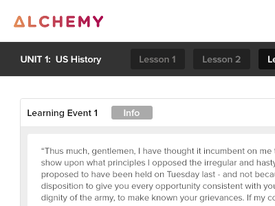 Alchemy Learning Project - Unit Level View w/ Brand brand buttons interface mitch tom ui