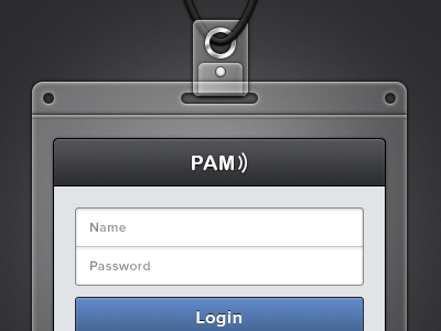 PAM Login Screen application design login tom ui