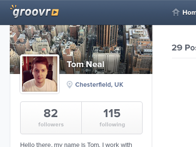 Groovr Profile alexandra app brand clean icons profile social tom web