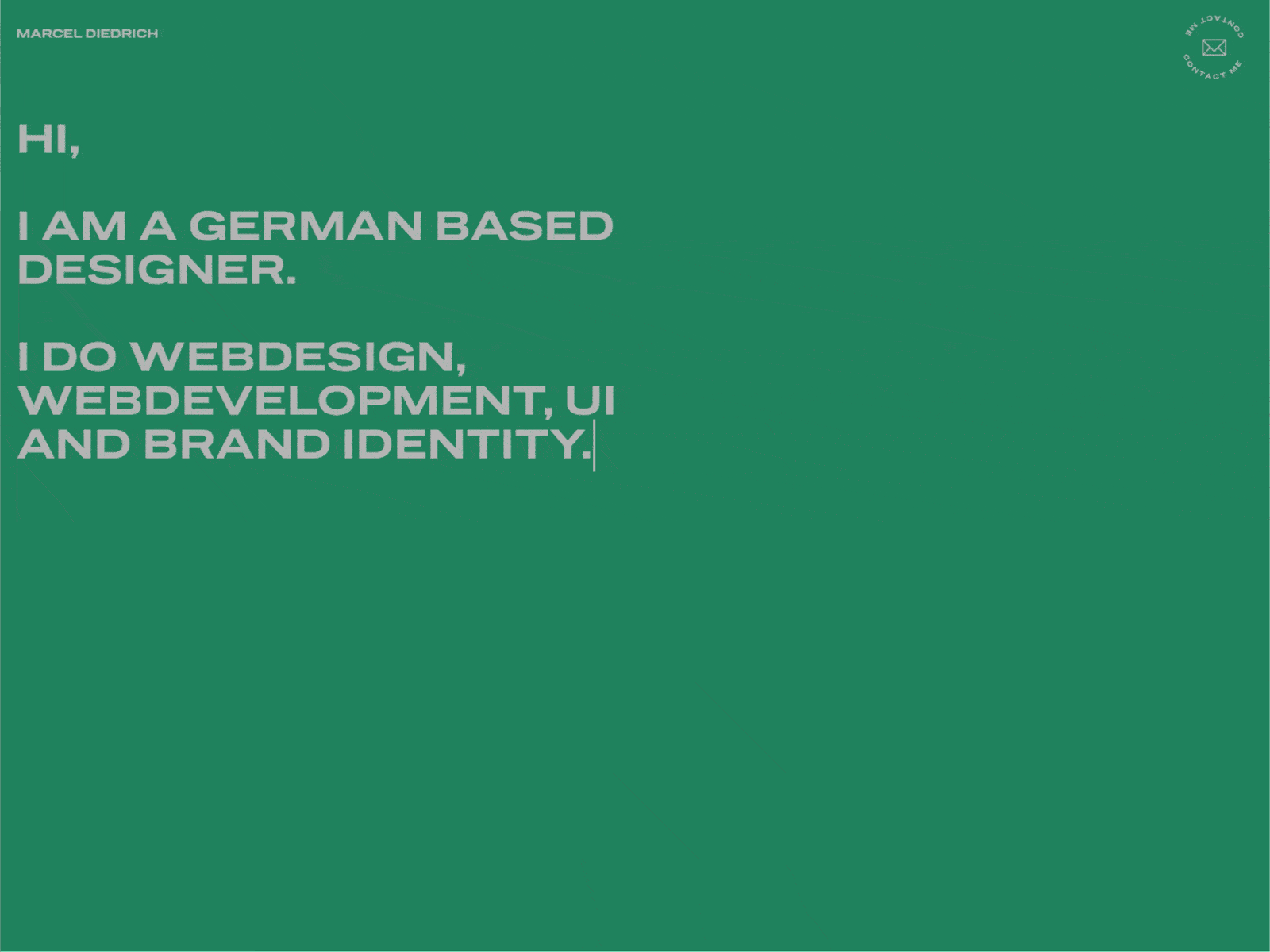 marceldiedrich.com – Website animation css design flat green grey html js minimal portfolio site typography ui web website