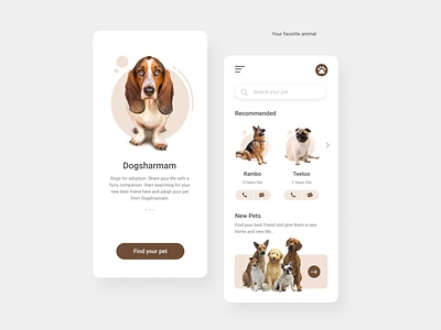 Dog Adoption - Figma branding figma freelance designer illustration landingpage mobile interface pandacraft pet ui uiux webdesign