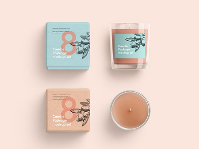 Candle Glass and Box Packaging Mockup freebies mockup