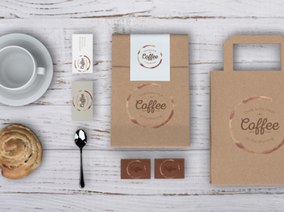 Stationery mockup for coffee shop Free Psd coffee cup freebies mockup packaging stationery