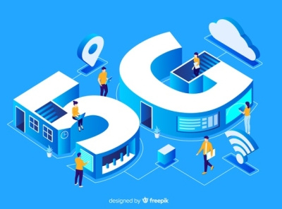 Isometric 5g concept background Free Vector