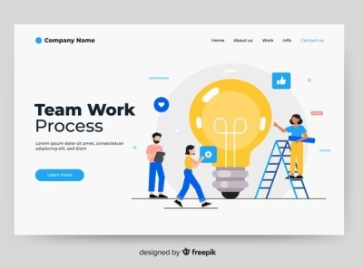 Flat teamwork landing page template Free Vector flat design freebies illustration teamwork