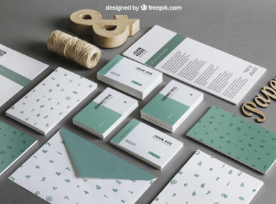 Green stationery mockup Free Psd branding freebies mockup stationery