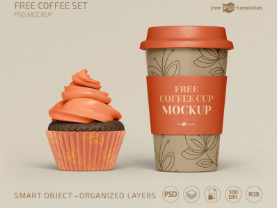 Coffee Set Mockup Template Free PSD freebies illustration isometric medical mockup packaging