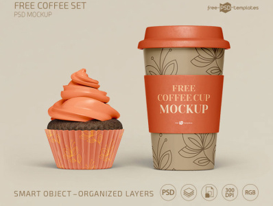 Coffee Set Mockup Template Free PSD