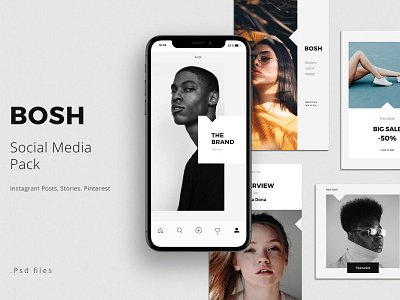 BOSH - Social Media Pack Free PSD freebies instagram stories instagram templates