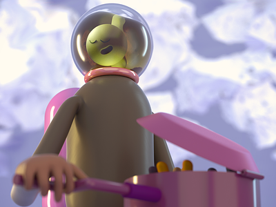 Fish Bowl Man - The Midnight Gospel 3d art animation character design cinema4d fish netflix zbrush