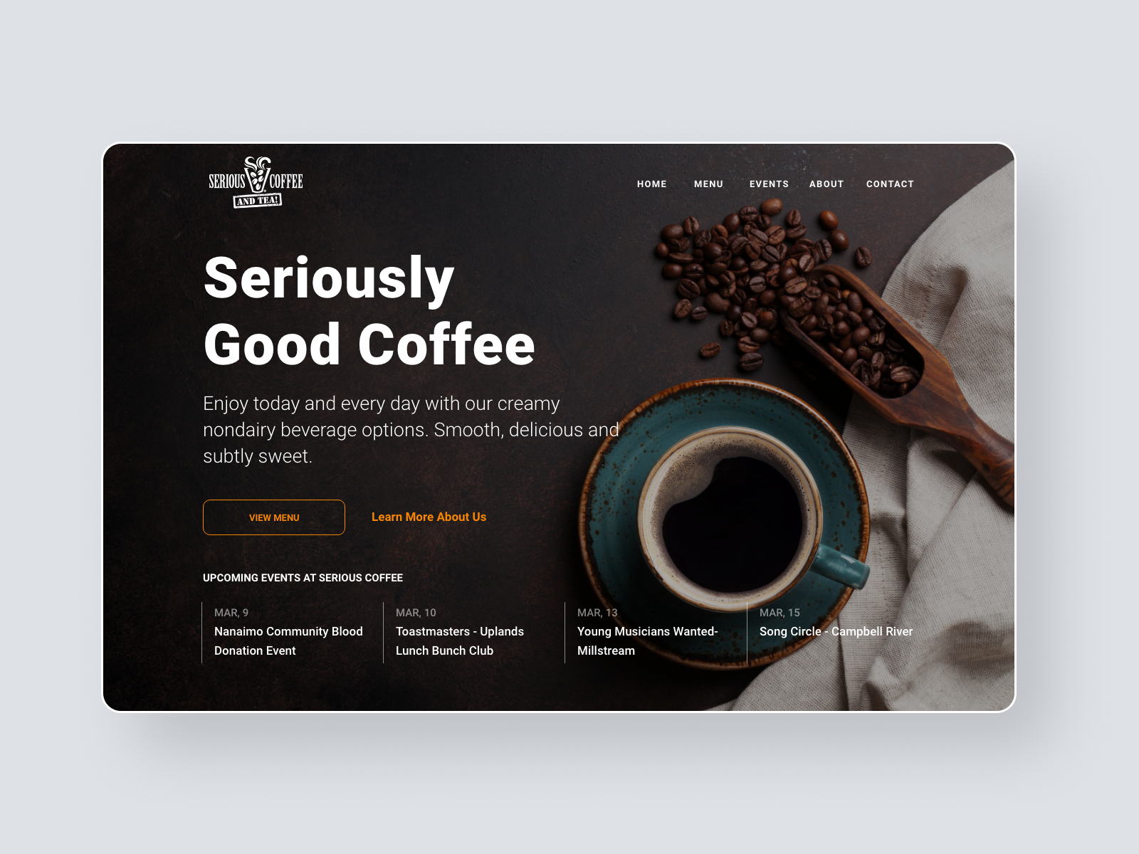 coffee cup responsive site designer themes