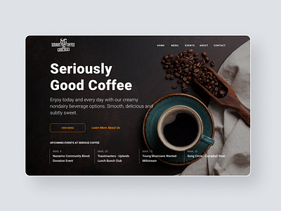 Serious Coffee Redesign branding clean coffe dark design homepage layout ui