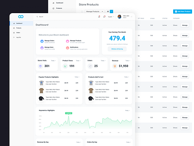 Dashboard Design account dashboad layout minimal product table web website white