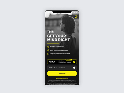 Mobile Subscription Screen app clean minimal mobile subscription ui yellow