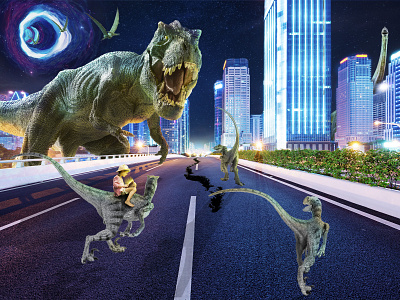 A Dinosaur Fairytale blending design dinosaurs imagination nightsky photoshop reading vortex