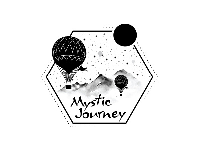Mystic Journey air balloon dailylogochallenge day2 design hotairballoon illustrator journey logo mountains mystic nightsky stars vector watercolor