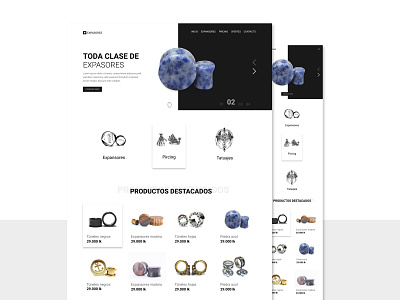 Página de expansores, pircing y tatuajes. design ecommerce website