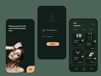 Design of women's jewelry mobile app