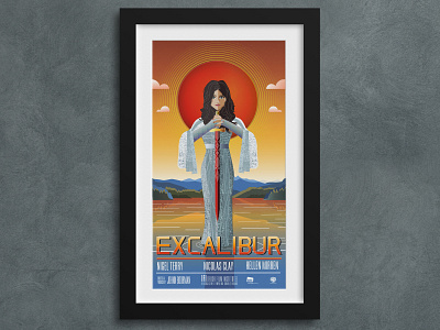Excalibur excalibur film film poster flat flat illustration illustration movie poster poster poster art promotional material retro design vector vector art vector illustration