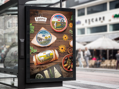 Egans Cheesemongers Ad flat flatdesign fmcg food food and beverage labelts packaging packaging design