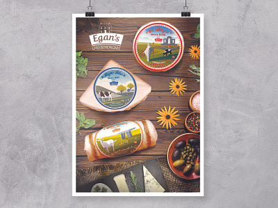 Egans Poster branding cheese flat fmcg food food and beverage foodie illustration packaging packaging design vector