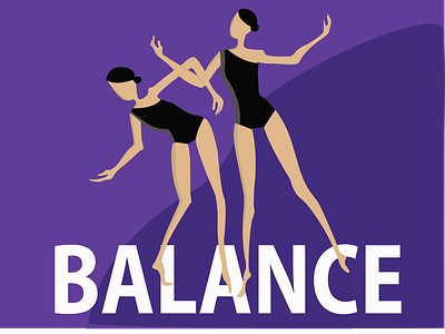 BALANCE ballet dance design flat girls illustration purple vector