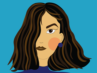 Girl in blue - A Self portrait design illustration
