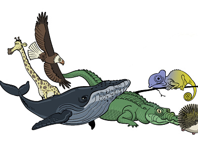 Composición con animales 1/2 ilustración ilustración digital libro infantil