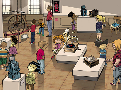 Visita al museo de ciencias. comic illustration ilustración ilustración digital libro infantil