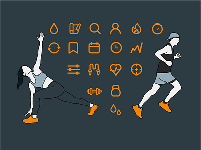 Fitness Icons & Illustrations app icon iconography illustration ui ux