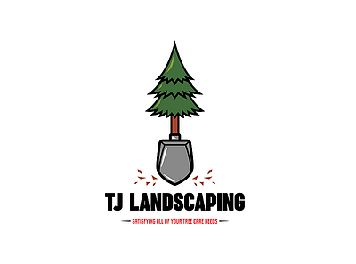TREE & SHOVEL LANDSCAPING LOGO branding design flat graphicdesign icon illustration illustrator lettering logo logodesign shovel tree typography vector