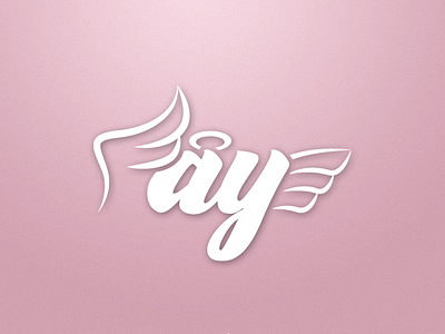 Angel wing letter font logo angel branding design girly graphic design halo identity illustration lettering logo pastel pink typography white wing