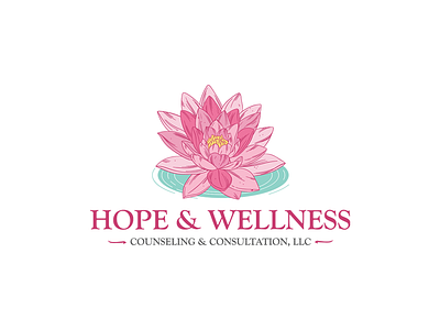 Hope & Wellness Counseling & Consultation Logo Design calm design flower happy hope icon illustration logo lotus love peace vector vibe water wellness