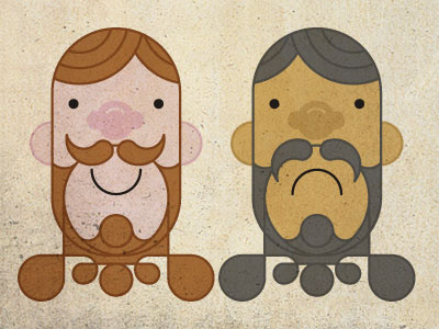 The Bearded Duo beard geometric happy sad shapes simple