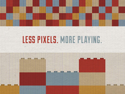 Less Pixels. More Playing. legos pixels to resolve project