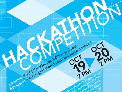 Hackathon poster blue geometric hackathon