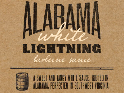 Bootleg BBQ Alabama White Lightning label barbeque bbq brown kraft floyd label packaging sauce virginia