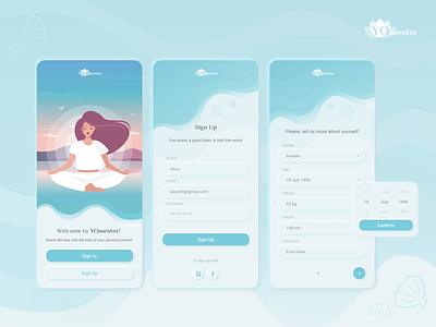 YOmentor app design design illustration mobile mobile app ui ux web design yoga