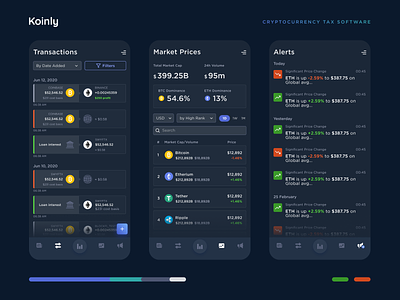 Koinly - Crypto App animation app app design black crypto dark mode design illustration minimal mobile app mobile design motion graphics ui ux wallet web web design