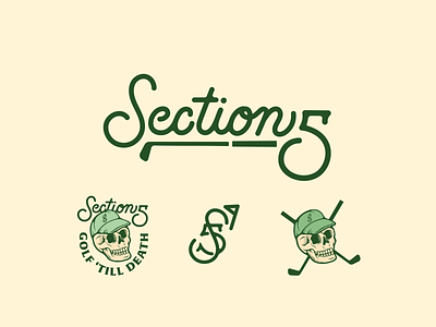 Section 5 logo and marks academy badge brand branding design flag golf graphic design illustration logo monogram script skull typography